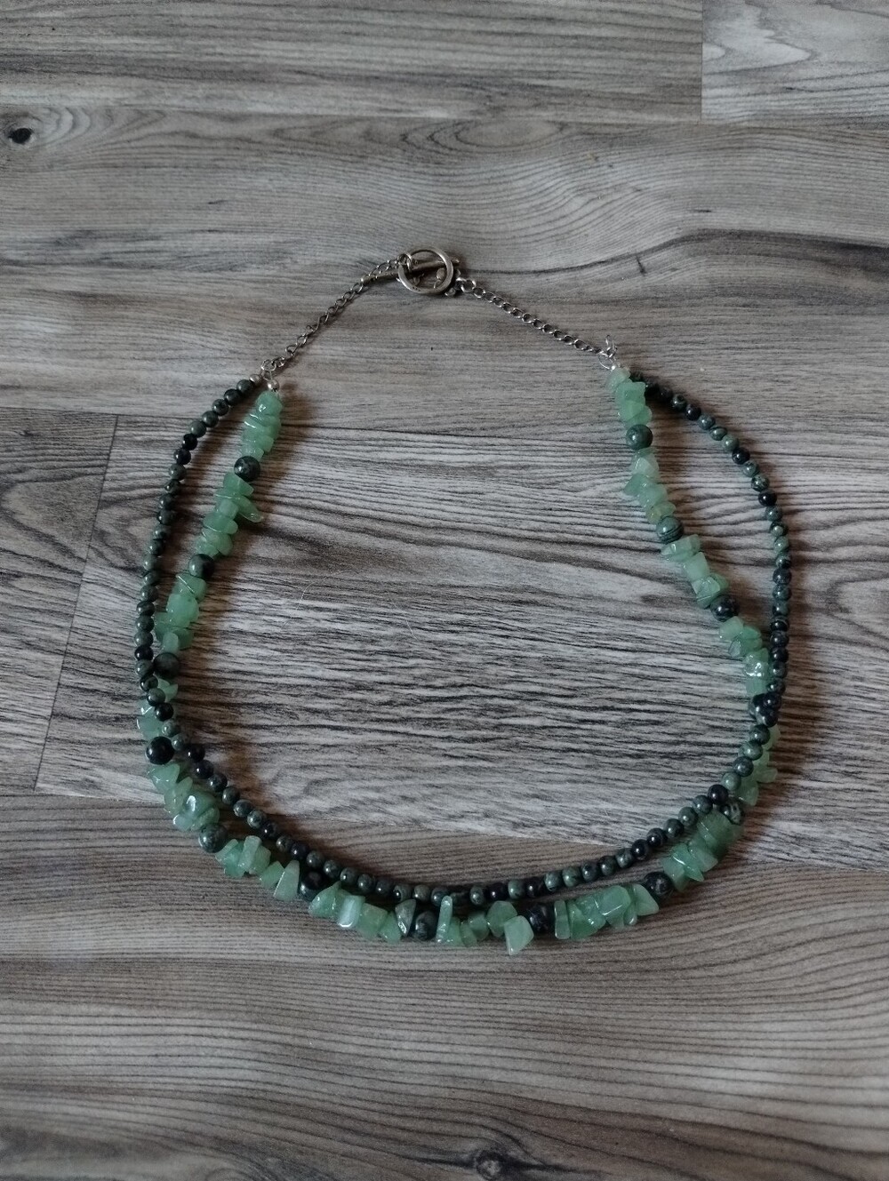 Double Strand Green Stone Necklace